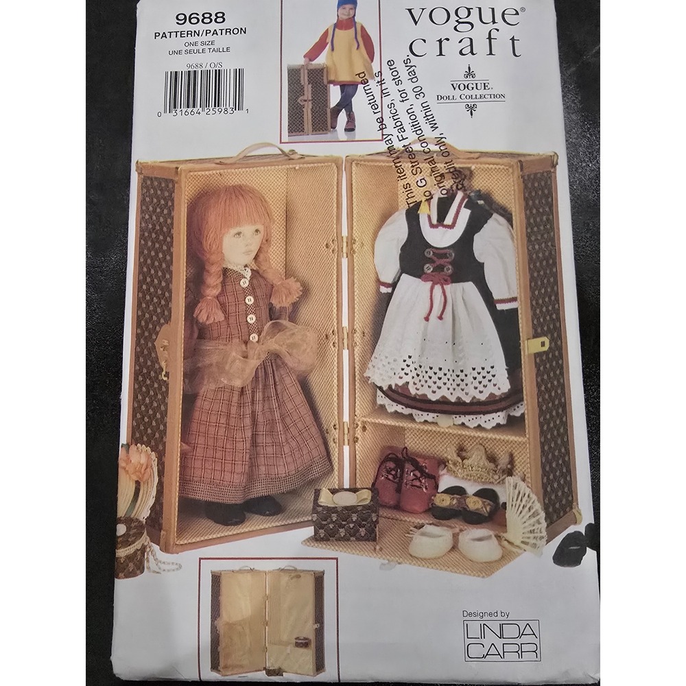 Vogue Craft 9688 Linda Carr Doll Trunk and Boxes Sewing Pattern One Size